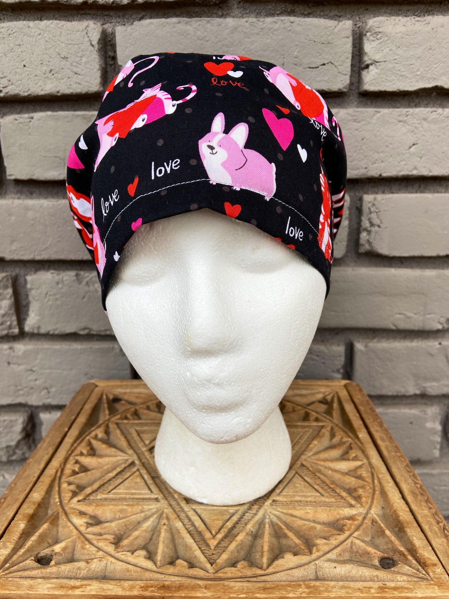 Valentine Corgi Scrub Hat | Stitchy Witch Co.