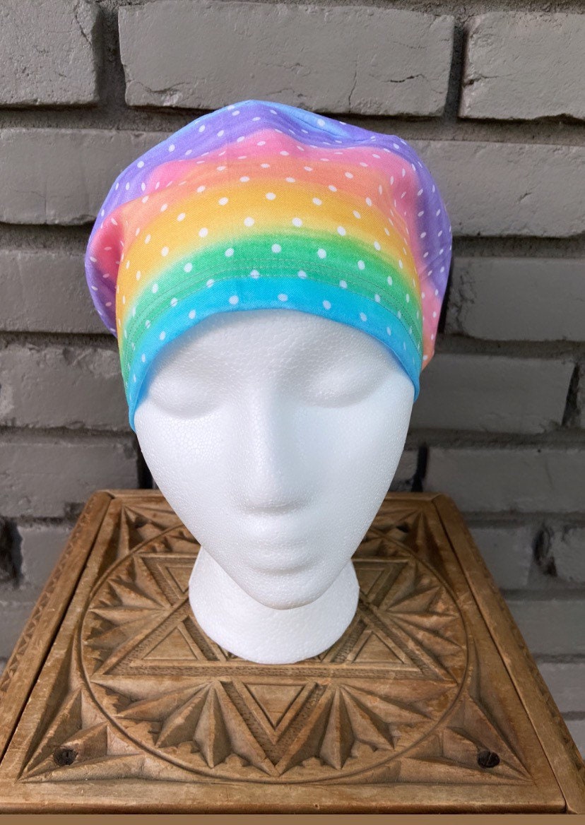 Rainbow Polka Dot Scrub Cap | Stitchy Witch Co. - StitchyWitch