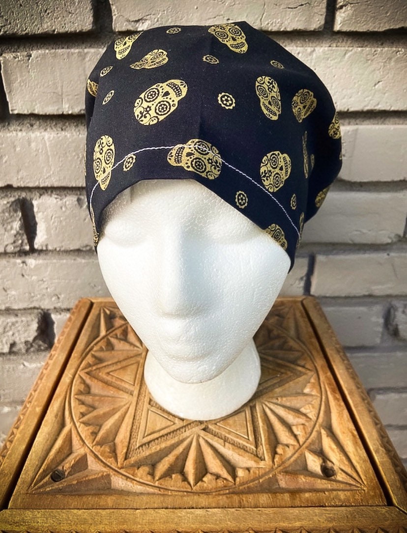 Gold Sugar Skull Scrub Cap | Stitchy Witch Co. - StitchyWitch