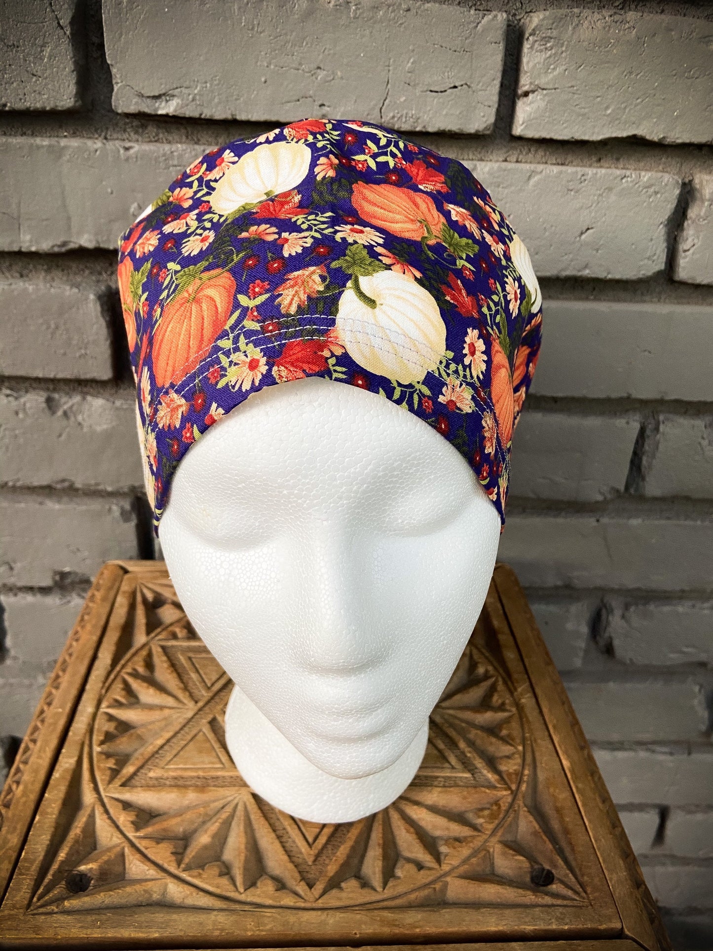Pumpkin Floral Scrub Cap | Stitchy Witch Co.