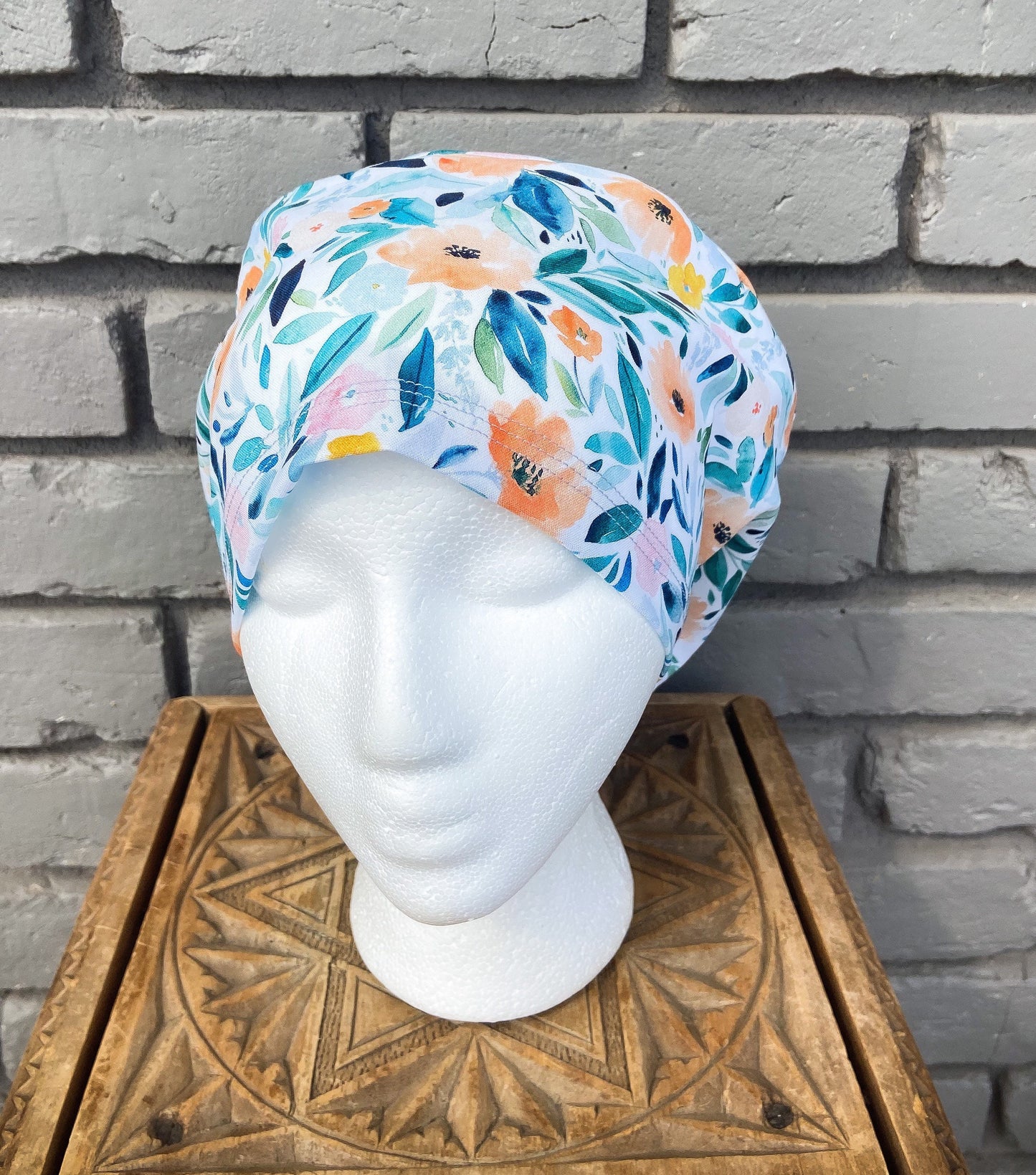 Watercolor Floral Scrub Cap | Stitchy Witch Co.