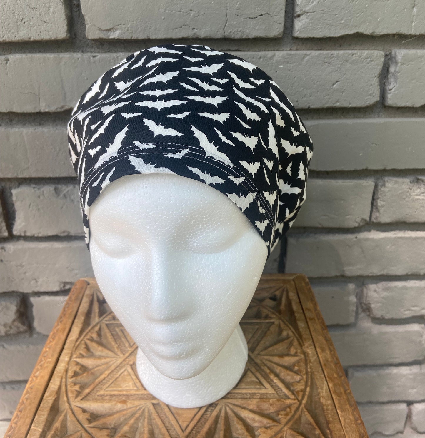 Black and White Bat Scrub Hat | Stitchy Witch Co.