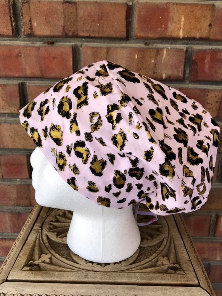 Pink and Gold Cheetah Scrub Cap | Stitchy Witch Co. - StitchyWitch 