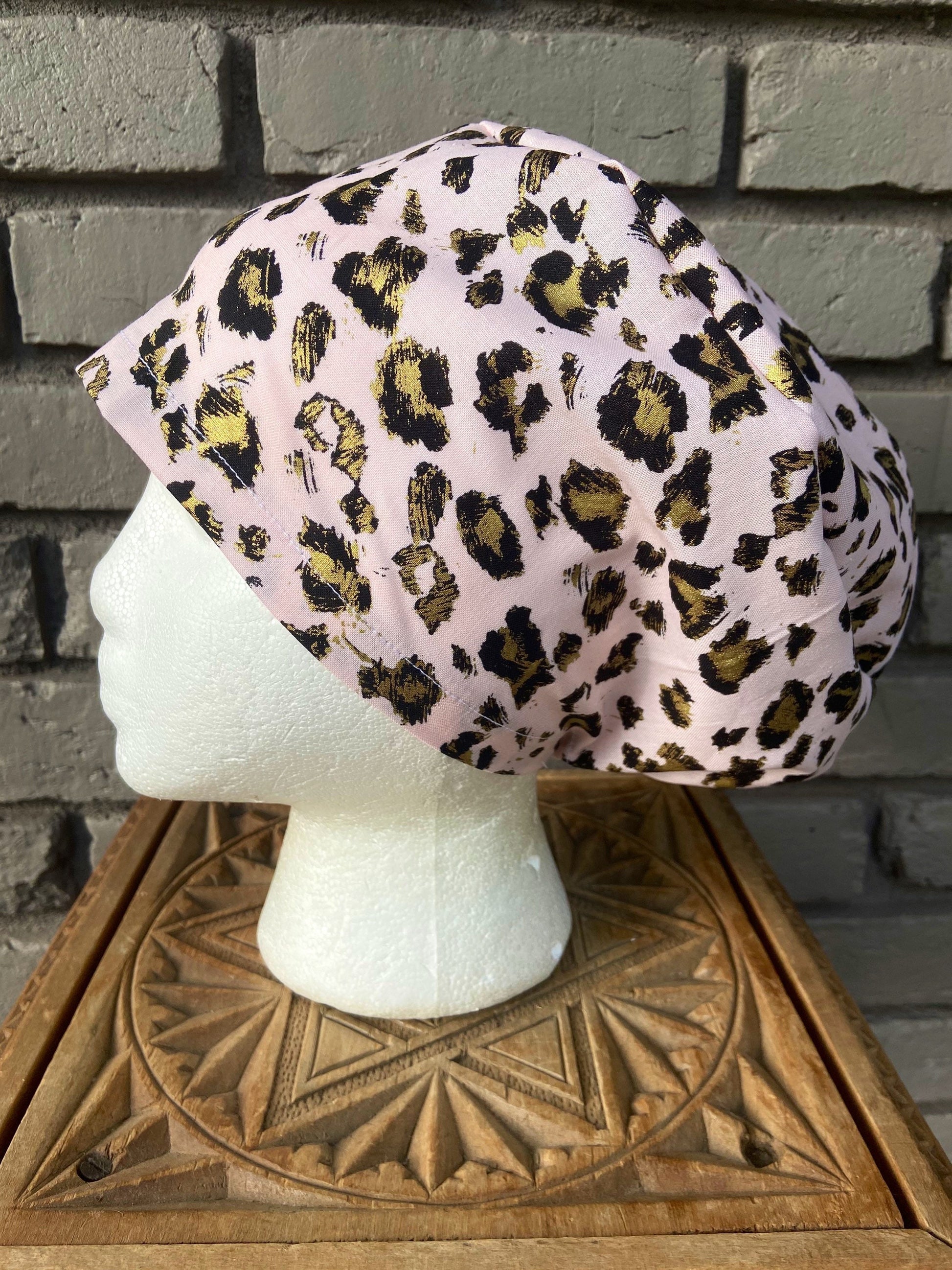 Pink and Gold Cheetah Scrub Cap | Stitchy Witch Co. - StitchyWitch 