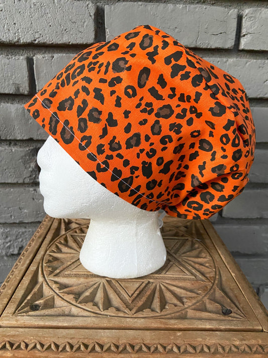 Orange Cheetah Scrub Hat | Stitchy Witch Co. - StitchyWitch 