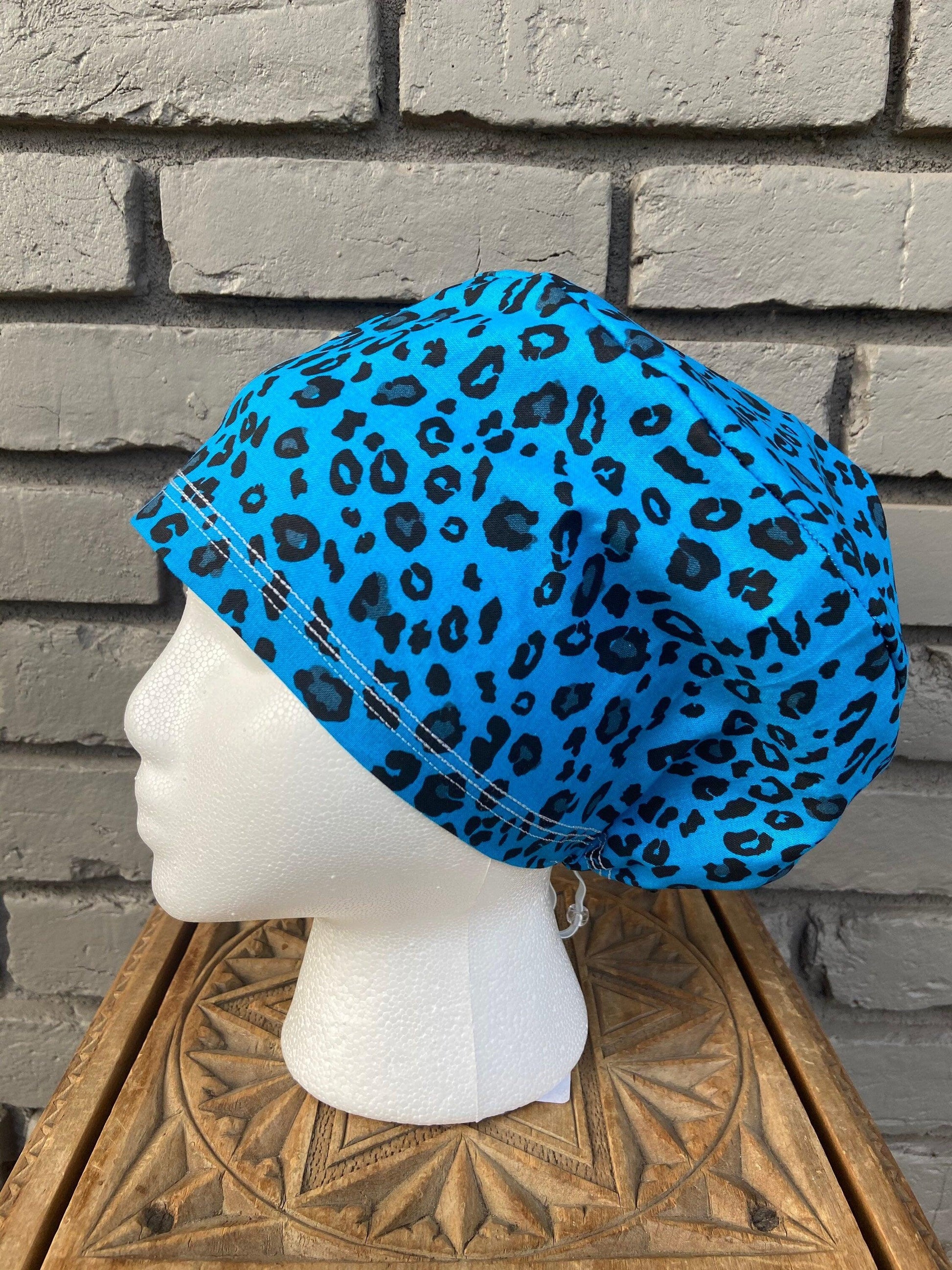 Blue Cheetah Scrub Cap | Stitchy Witch Co. - StitchyWitch 