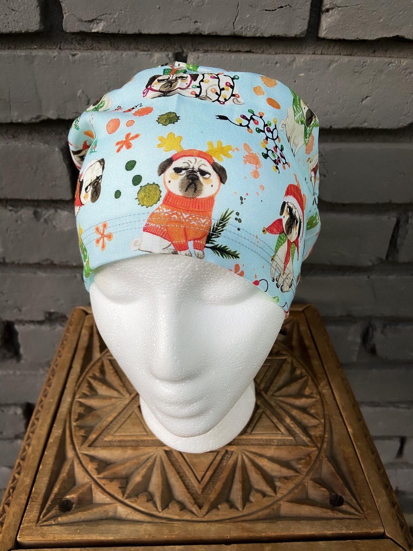 Bah Hum Pug Scrub Cap | Stitchy Witch Co.