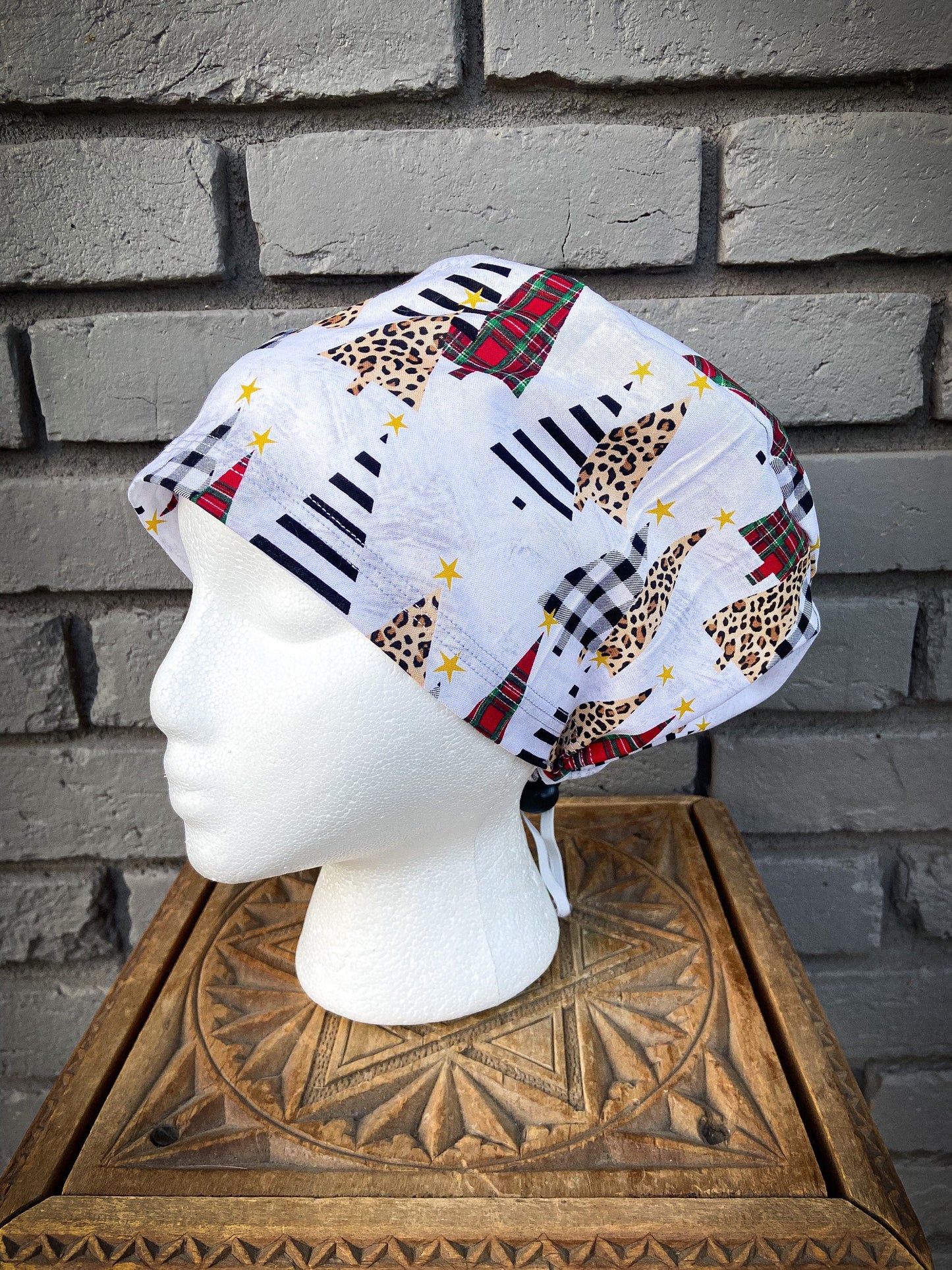 Cheetah Christmas Scrub Hat | Stitchy Witch Co.