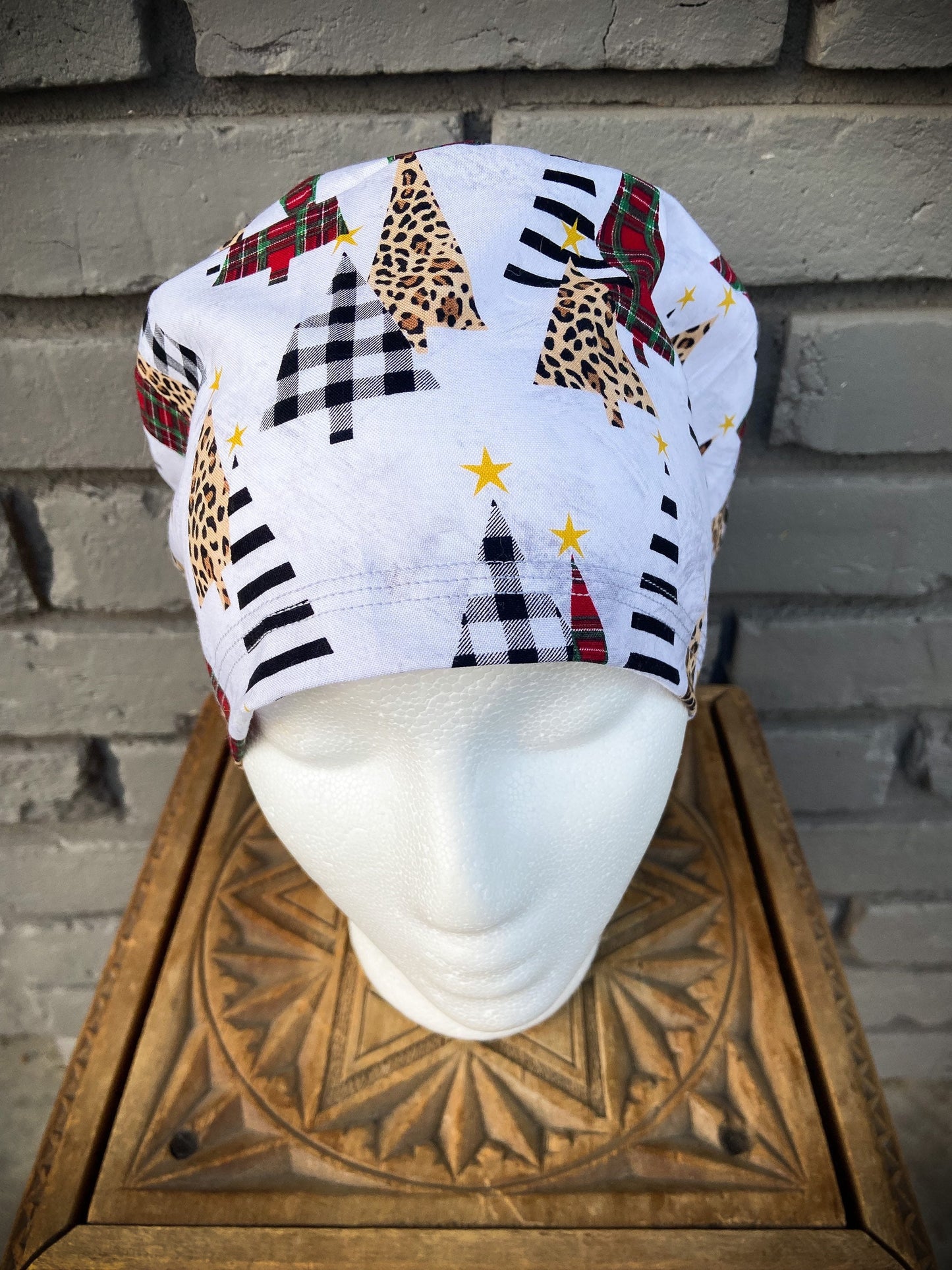 Cheetah Christmas Scrub Hat | Stitchy Witch Co.