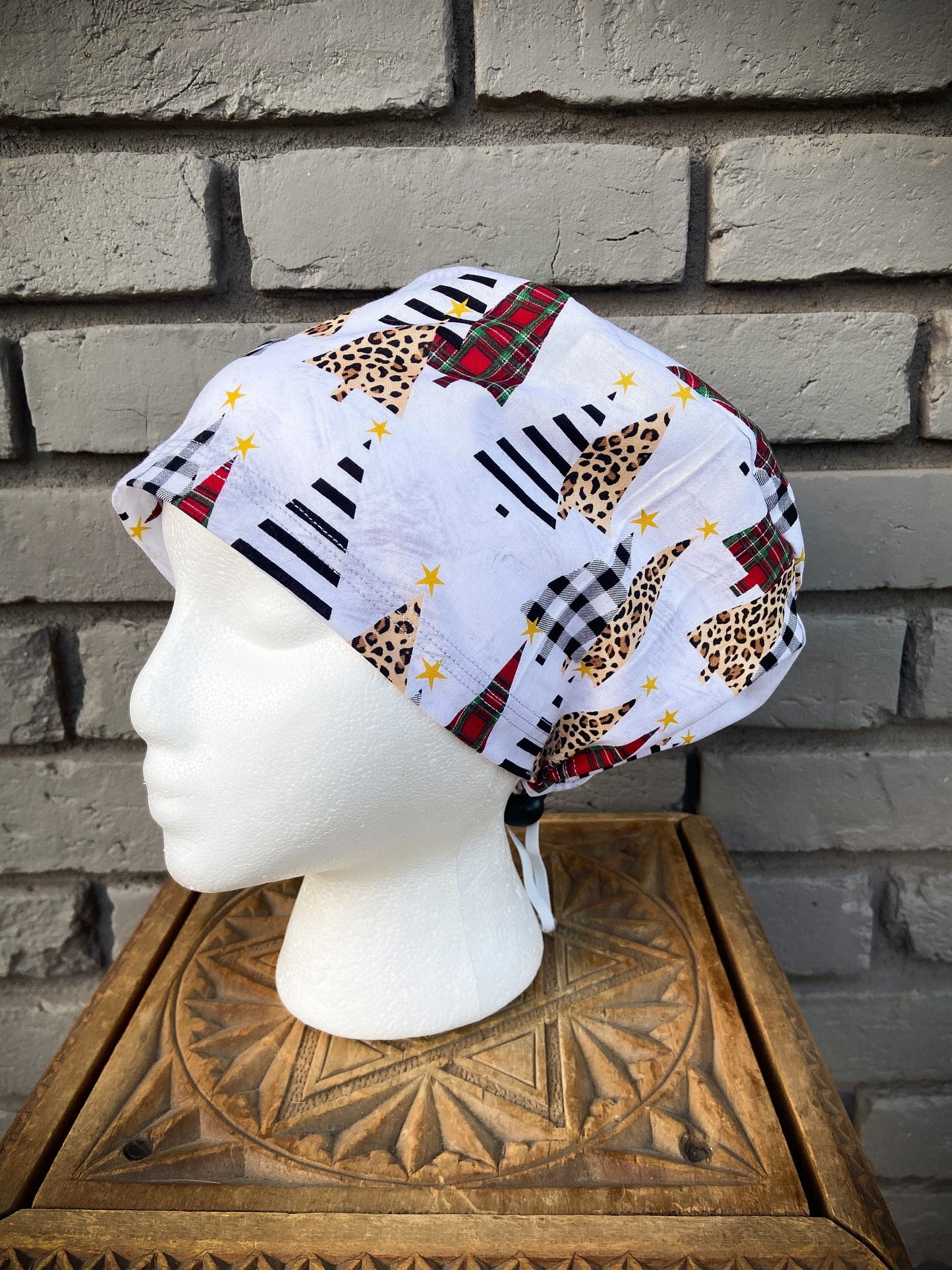 Cheetah Christmas Scrub Hat | Stitchy Witch Co.