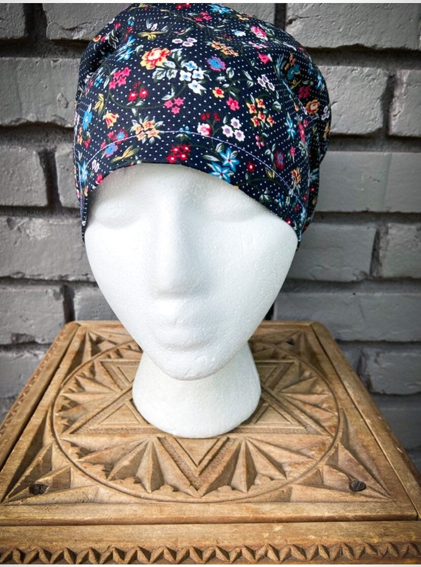 Polkadot Floral Scrub Cap | Stitchy Witch Co.