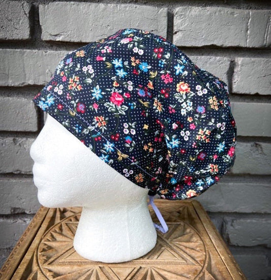 Polkadot Floral Scrub Cap | Stitchy Witch Co.