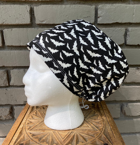 Black and White Bat Scrub Hat | Stitchy Witch Co.