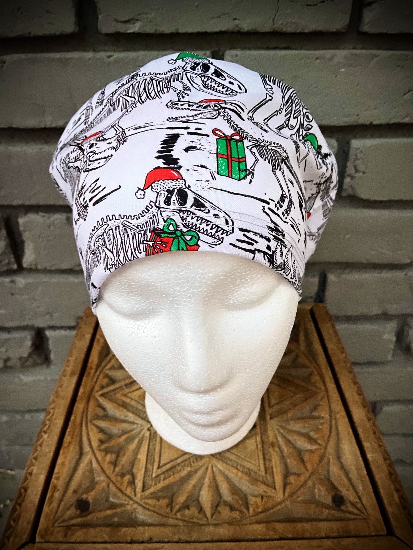 Christmas Dinosaur Scrub Hat | Stitchy Witch Co.