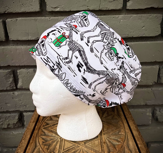 Christmas Dinosaur Scrub Hat | Stitchy Witch Co.