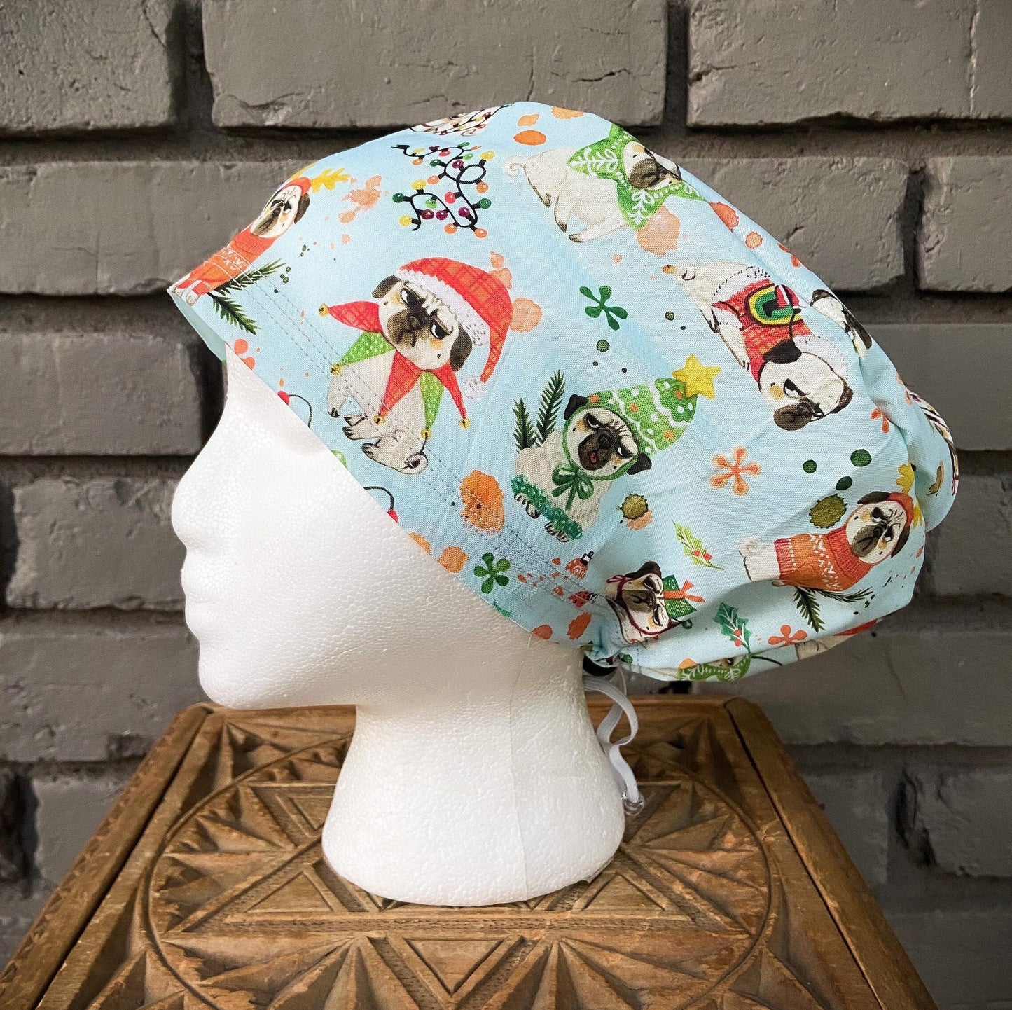 Bah Hum Pug Scrub Cap | Stitchy Witch Co.