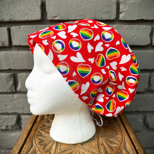 Rainbow Heart Scrub Cap | Stitchy Witch Co.